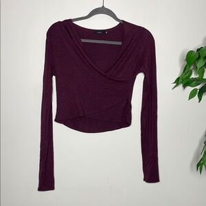 Talula Purple Cropped Wrap Fitted Top
